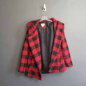 Checkered Red Black Winter Coat